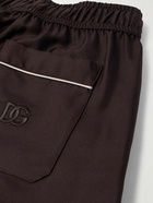 Dolce&Gabbana - Logo-Embroidered Silk-Twill Pyjama Bottoms - Brown