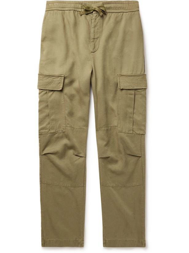 Photo: OFFICINE GÉNÉRALE - Jay Slim-Fit Tapered Lyocell-Twill Drawstring Cargo Trousers - Green