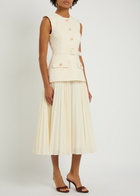 Rebecca Vallance Jonie Layered Tweed and Chiffon Midi Dress Cream