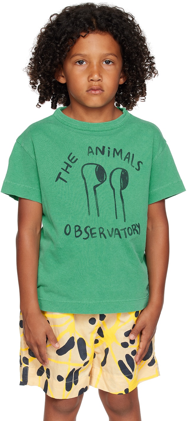 The Animals Observatory Kids Green Rooster T-Shirt