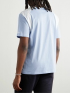 Wales Bonner - Logo-Embroidered Stretch Poplin-Panelled Organic Cotton-Jersey T-Shirt - Blue
