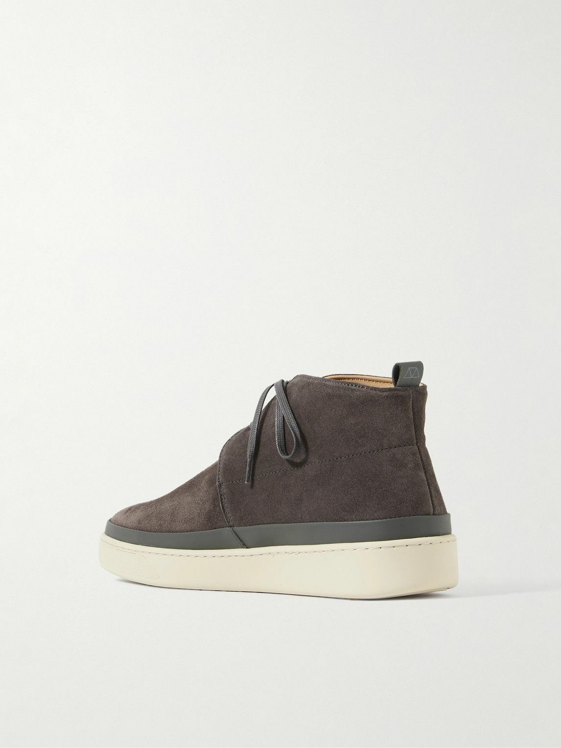 Mulo - Leather-Trimmed Waxed-Suede Chukka Boots - Gray