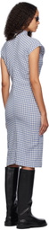 AO Yes Blue & White Ribbon Tie Bias Cut Midi Dress