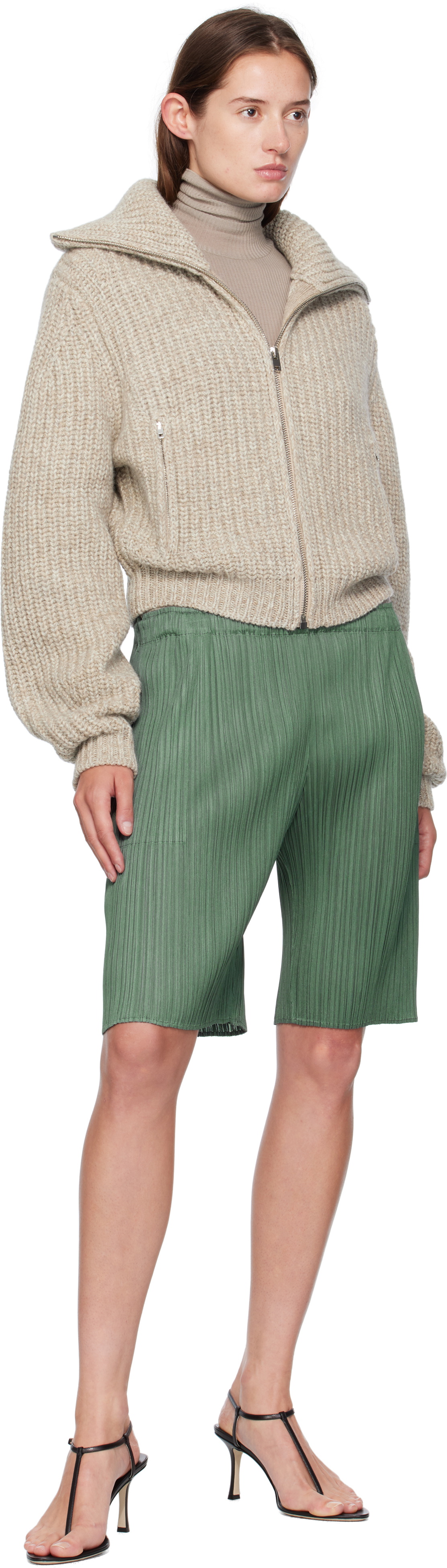 PLEATS PLEASE ISSEY MIYAKE Green June Monthly Colors Shorts