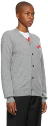 COMME des GARÇONS PLAY Grey Asymmetric Double Heart Patch Cardigan