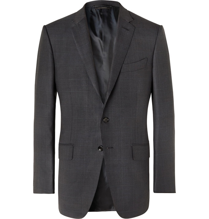 Photo: TOM FORD - O'Connor Slim-Fit Prince of Wales Checked Wool and Silk-Blend Suit Jacket - Black