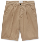 AMI - Pleated Cotton-Twill Bermuda Shorts - Brown