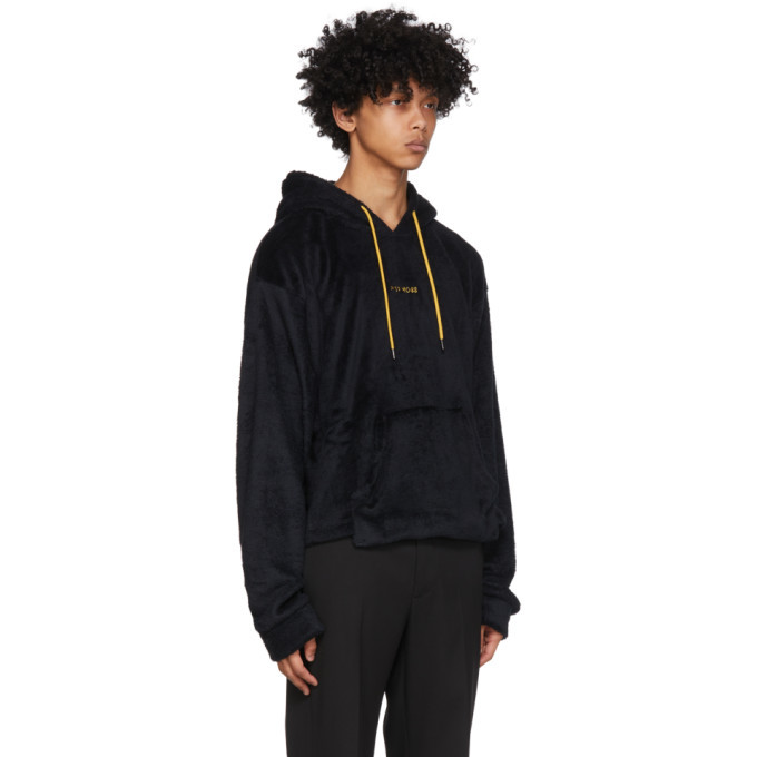 Pyer Moss Black Sherpa Cropped Hoodie