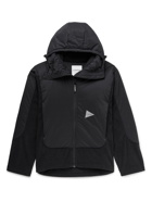 AND WANDER - Panelled Padded Polartec Fleece and Pertex Nylon Hooded Jacket - Black