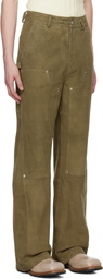 Deadwood Khaki Deetz Double Knee Leather Pants
