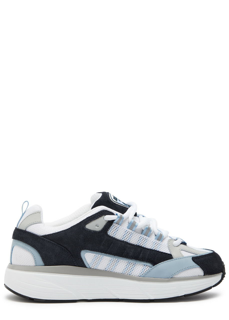 Cleens Hyper Runner Panelled Mesh Sneakers White And Blue