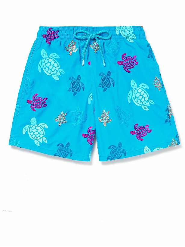 Photo: Vilebrequin - Mistral Straight-Length Mid-Length Embroidered Swim Shorts - Blue