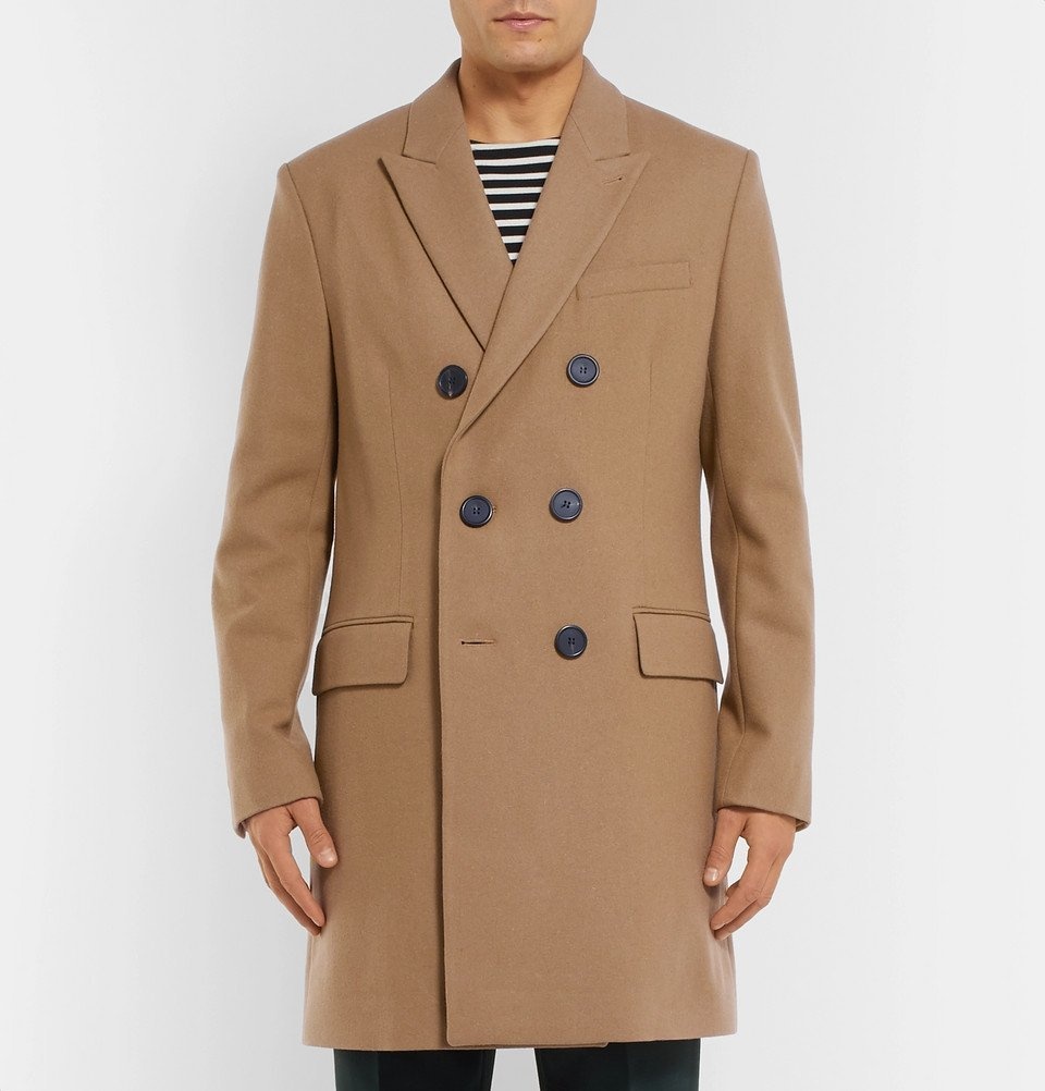AMI - Slim-Fit Double-Breasted Felted Wool-Blend Coat - Men - Camel AMI