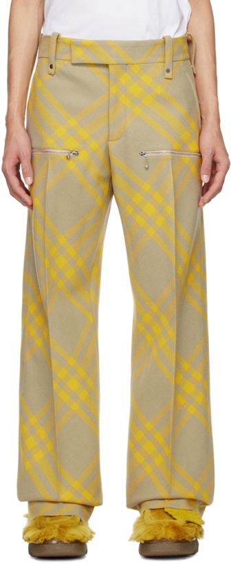 Photo: Burberry Yellow & Beige Check Trousers