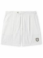 Brunello Cucinelli - Straight-Leg Striped Satin Shorts - White