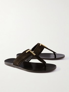 TOM FORD - Brighton Embellished Suede Sandals - Brown