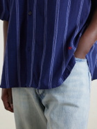 Kardo - Yusuke Camp-Collar Striped Cotton Shirt - Blue
