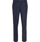 Beams F - Navy Slim-Fit Pleated Prince of Wales Checked Wool Suit Trousers - Men - Navy