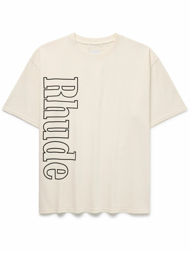 Photo: Rhude - Logo-Print Cotton-Jersey T-Shirt - Neutrals
