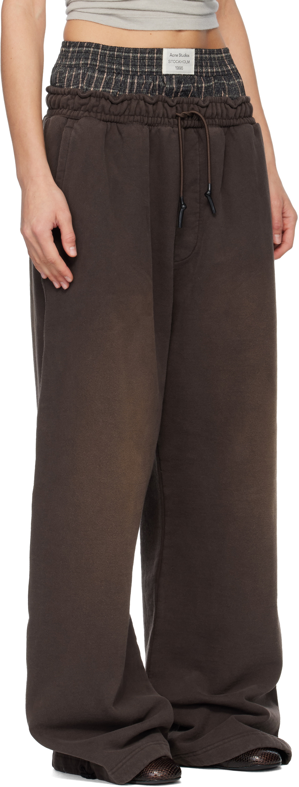 Acne Studios Brown Layered Logo Sweatpants