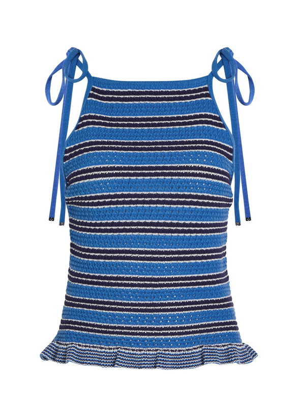 Photo: Ganni Striped Cotton-knit top Blue