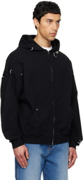 We11done Black Rose & Piercing Zip-Up Hoodie