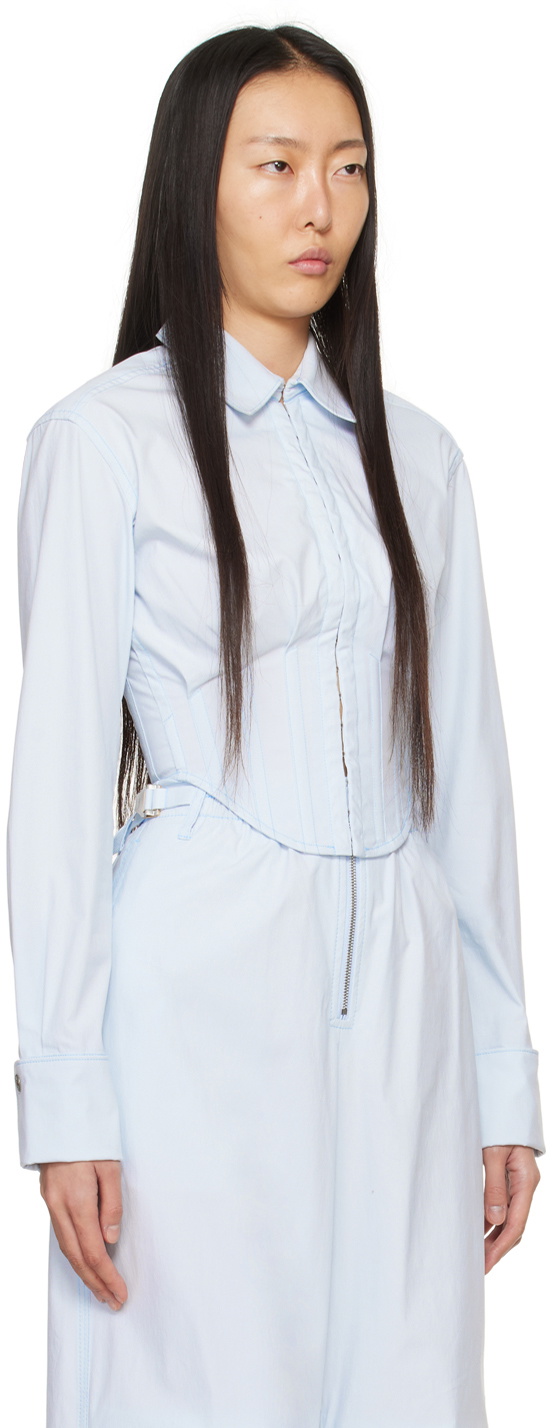 DION LEE Tuxedo Corset Shirt in Steam