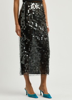 16 Arlington Dia Sequin-embellished Tulle Midi Skirt Black