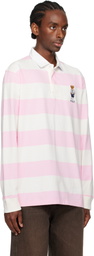 Polo Ralph Lauren Pink & White Classic Fit Polo Bear Jersey Rugby Polo