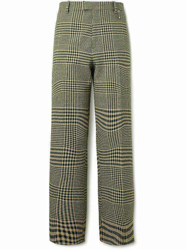 Photo: Burberry - Wide-Leg Houndstooth Wool-Blend Trousers - Green