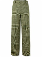 Burberry - Wide-Leg Houndstooth Wool-Blend Trousers - Green