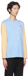 COMME des GARÇONS PLAY Blue & Yellow Heart Long Sleeve T-Shirt