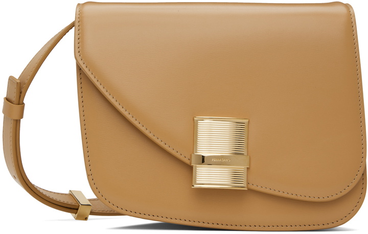 Photo: Ferragamo Tan Small Fiamma Crossbody Bag