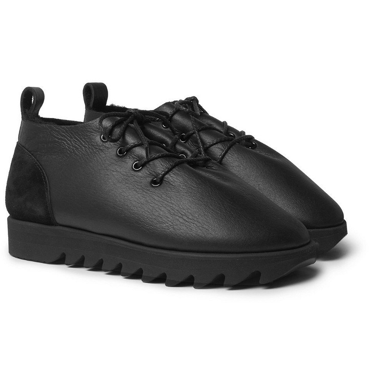 Photo: Hender Scheme - Shearling-Lined Leather Shoes - Men - Black