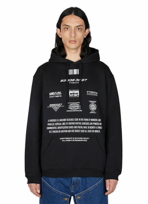 Photo: VTMNTS - Movie Barcode Definition Hooded Sweatshirt in Black