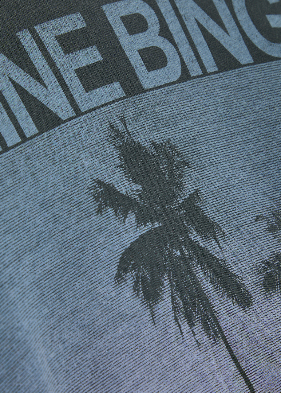 Anine Bing Palms Printed Cotton T-shirt Grey