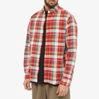 Beams Plus Men's Button Down Inian Madras Shirt in Red