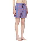 Double Rainbouu Blue and Red Discotheque Night Swim Shorts