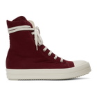 Rick Owens Drkshdw Burgundy Twill High-Top Sneakers