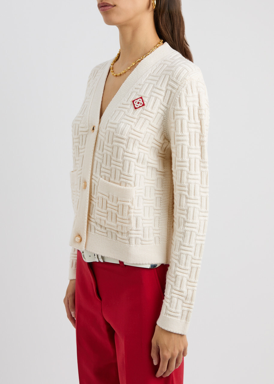 Casablanca Logo Wool-blend Cardigan White