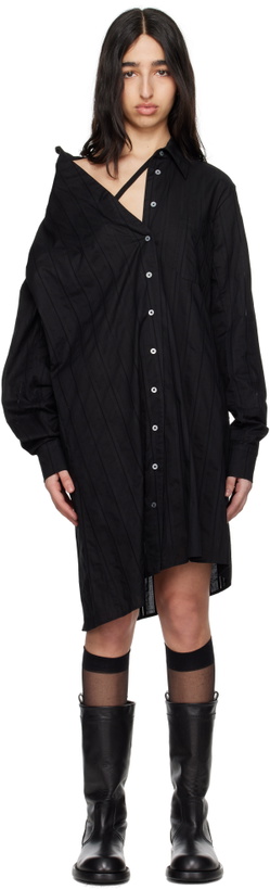 Photo: Ann Demeulemeester Black Halina Dropped Shoulder Shirt Minidress