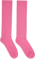 Rick Owens Pink Logo Crew Socks