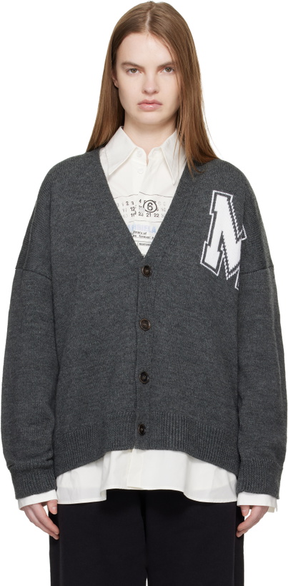 Photo: MM6 Maison Margiela Gray Two-In-One Knit Cardigan