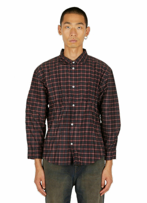 Photo: Crease Effect Check Shirt in Black