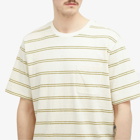 Monitaly Men's Japanese Cotton Stripe T-Shirt in Natural Stripe