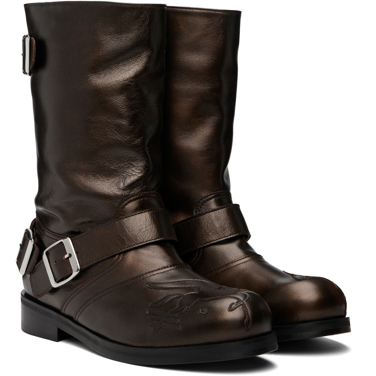 Stefan Cooke Brown Pegasus Biker Boots