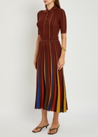 Gabriela Hearst Calypso Striped Wool Midi Shirt Dress Brown Other