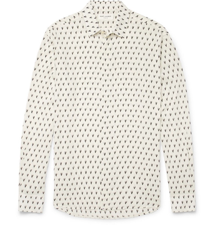 Photo: Saint Laurent - Slim-Fit Printed Voile Shirt - Men - Cream