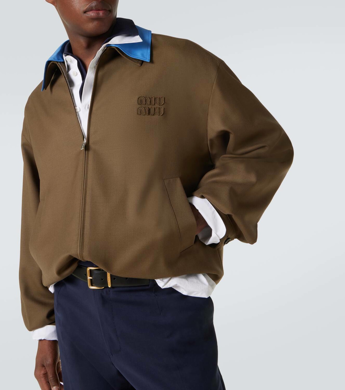 Miu Miu Logo virgin wool gabardine jacket Miu Miu