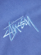 Stussy - Logo-Embroidered Cotton-Blend Jersey Hoodie - Blue